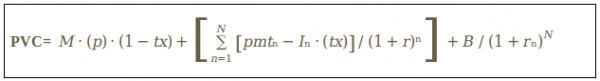 The basic formula for calculating the Present Value of home loan